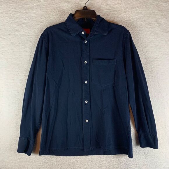 Carolina Herrera Womens Navy Blue 100% Cotton Long Sleeve Button Up Shirt Size M - Picture 1 of 9